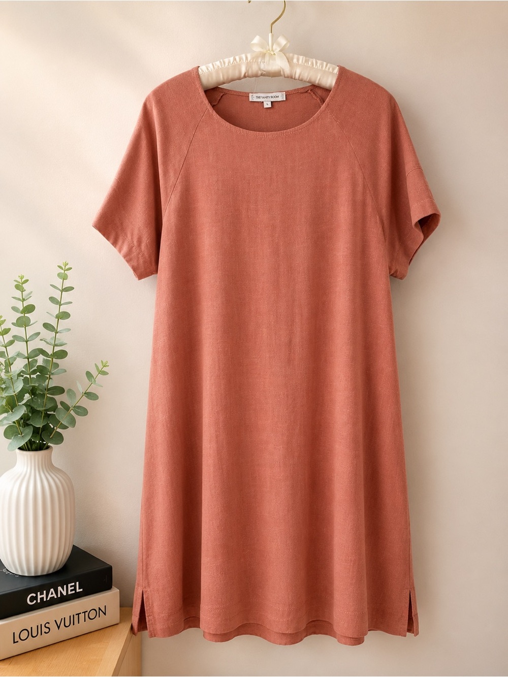 The Vanity Room Dusty Rose Short Sleeve Shift